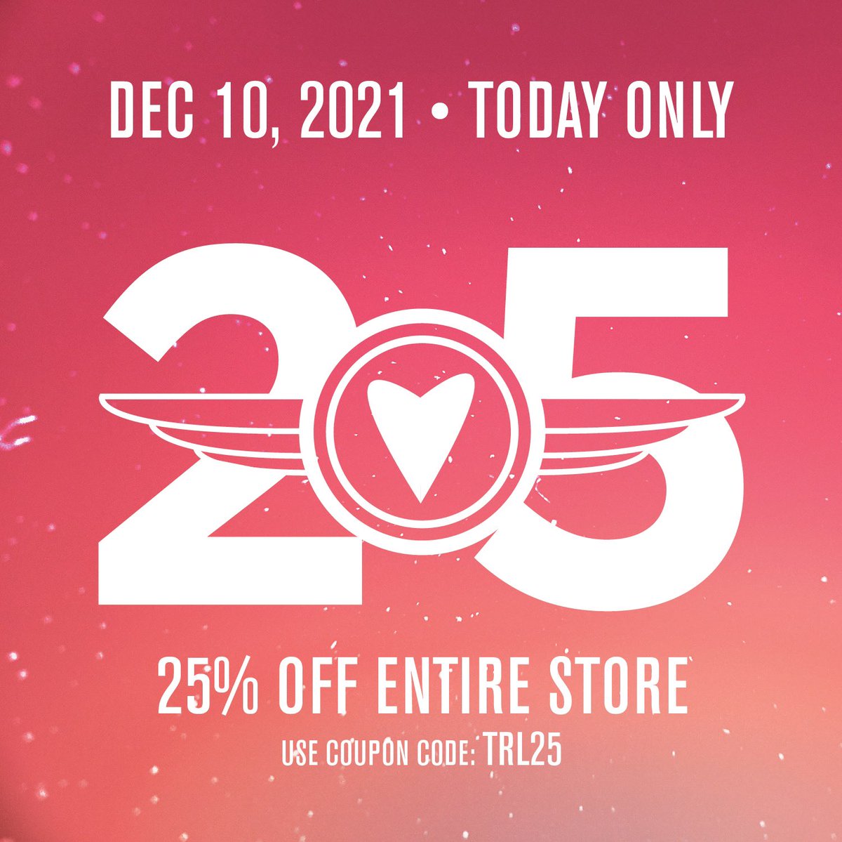 TempResLtd's tweet photo. To celebrate the end of our 25th year as a label, we would like to extend to you this gesture of gratitude for your extraordinary support and patience. Thank you for enduring 2021 with us!
Use code TRL25 at checkout to receive 25% off your entire order! https://t.co/fblwGyKCbF https://t.co/AgQDPuQnOZ
