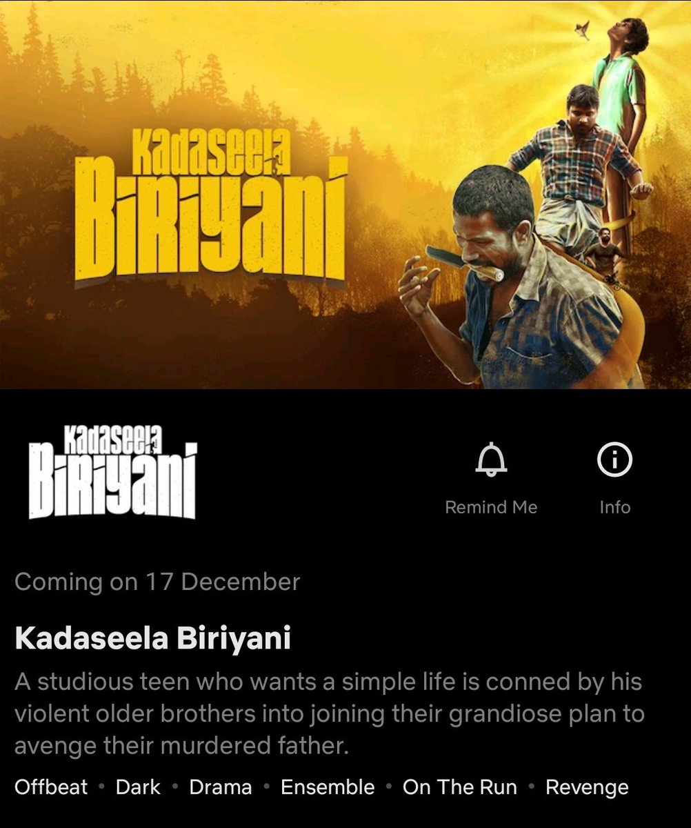 For those who all missed #KadaseelaBiriyani in theatre...Here it's coming to Netflix next week 🤩