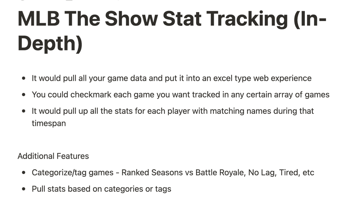 mvproduct's tweet photo. Who would be interested in this next year if they don't provide better stat tracking in 22? Personally tired of not knowing my numbers between BR/RS All Star/RS HOF and ROS Legend #MLBTheShow21 https://t.co/OpaJCDWhyJ