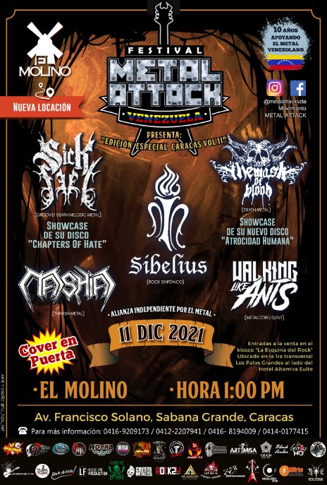 horaverde929's tweet photo. #MetalAttack 11.12.2021 @MetalAttackVzla @SickFeel @Pacheco_Rock @ElMolinoCcs https://t.co/yaXHFCYsHO
