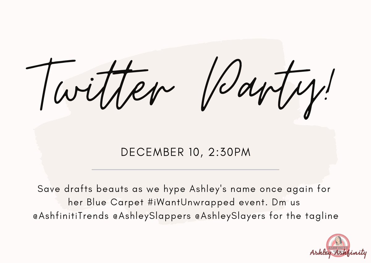 AshfinitiTrends's tweet photo. Good day Solids and Shippers! Please be informed that we will be having a Twitter Party later for Ashley's #iWantTFCUnwrapped event. 

Save drafts! DM us or @AshleySlappers @AshleySlayers for the Tagline!❤️ https://t.co/DPNJIGmiud