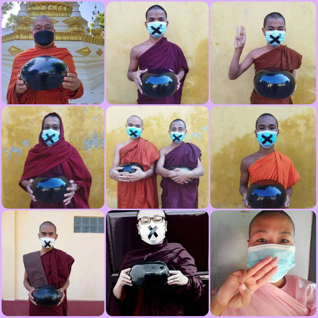 chal159's tweet photo. BuddhistMonks&amp;Nuns joined in nationwide Silent Strike Campaign ,InternationalHumanRightsDay to revolt our lost human rights under Fascist Military since Feb 1.
#SilentStrike
#OurCityOurRules
#Dec10Coup 
#WhatsHappeningInMyanmar https://t.co/0bT8MIHuHA