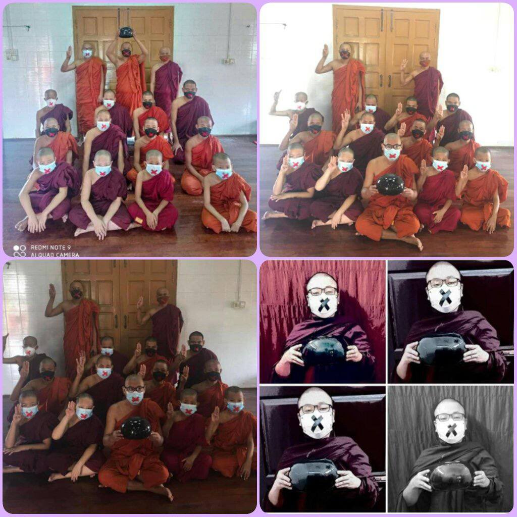 chal159's tweet photo. BuddhistMonks&amp;Nuns joined in nationwide Silent Strike Campaign ,InternationalHumanRightsDay to revolt our lost human rights under Fascist Military since Feb 1.
#SilentStrike
#OurCityOurRules
#Dec10Coup 
#WhatsHappeningInMyanmar https://t.co/0bT8MIHuHA