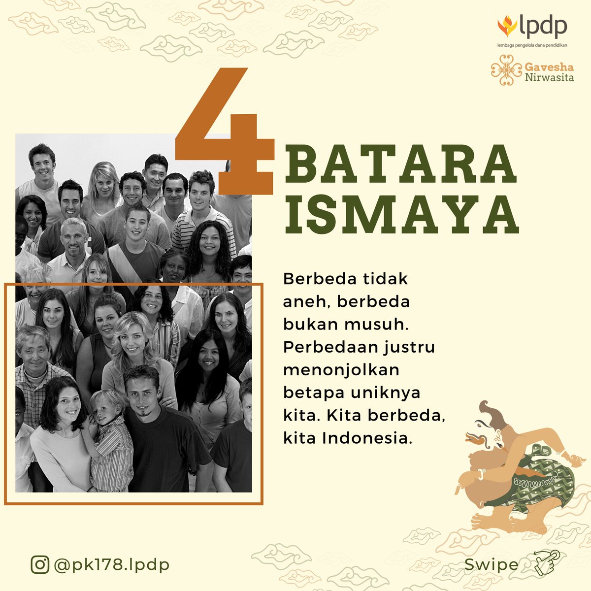 erlityas's tweet photo. menjadi fondasi kemerdekaan bangsa. Persatuan ini masih harus terus ditegakkan guna memajukan tanah air tercinta.

Karena bersatu kita teguh, bercerai kita runtuh.

@lpdp_ri 
#EmbraceDiversity
#TegakkanToleransi
#DiriUntukNegeri
#IndonesiaTangguhIndonesiaTumbuh
#AkuPastiMengabdi https://t.co/GQKzQfvfsn