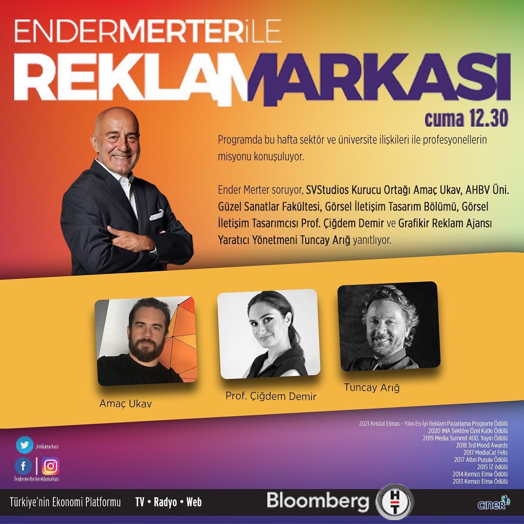 Kurucu ortağımız ve stratejistimiz Amaç Ukav bugün saat 12.30’da <a href="/BloombergHT/">Bloomberg HT</a> ’de yayınlanan ender Merter ile Reklamarkası programının konuğu oluyor. Reklam sektörü ve okul arasındaki ilişkinin konuşulacağı bu keyifli yayını kaçırmayın!
