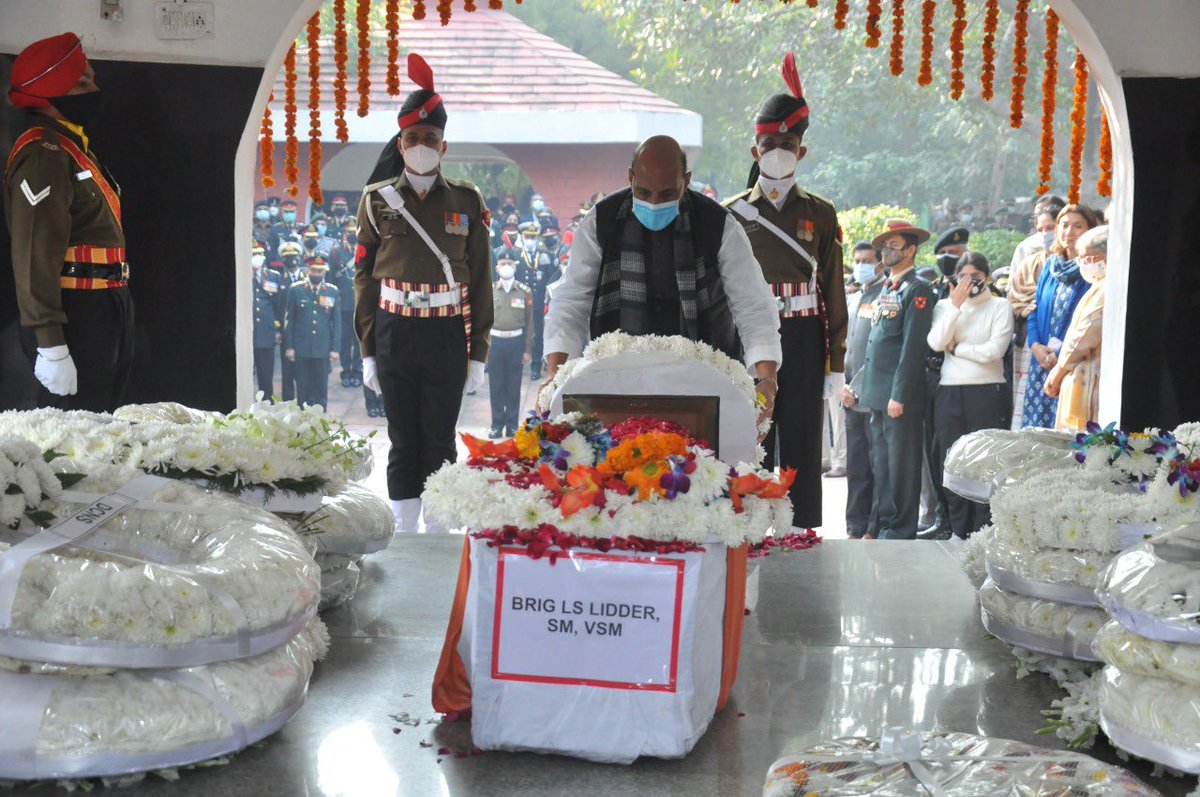 rajnathsingh's tweet photo. Paid tributes to Brigadier LS Lidder. My heart goes out to his family. May God give them strength to bear this monumental loss. https://t.co/gUnrV0Q36w