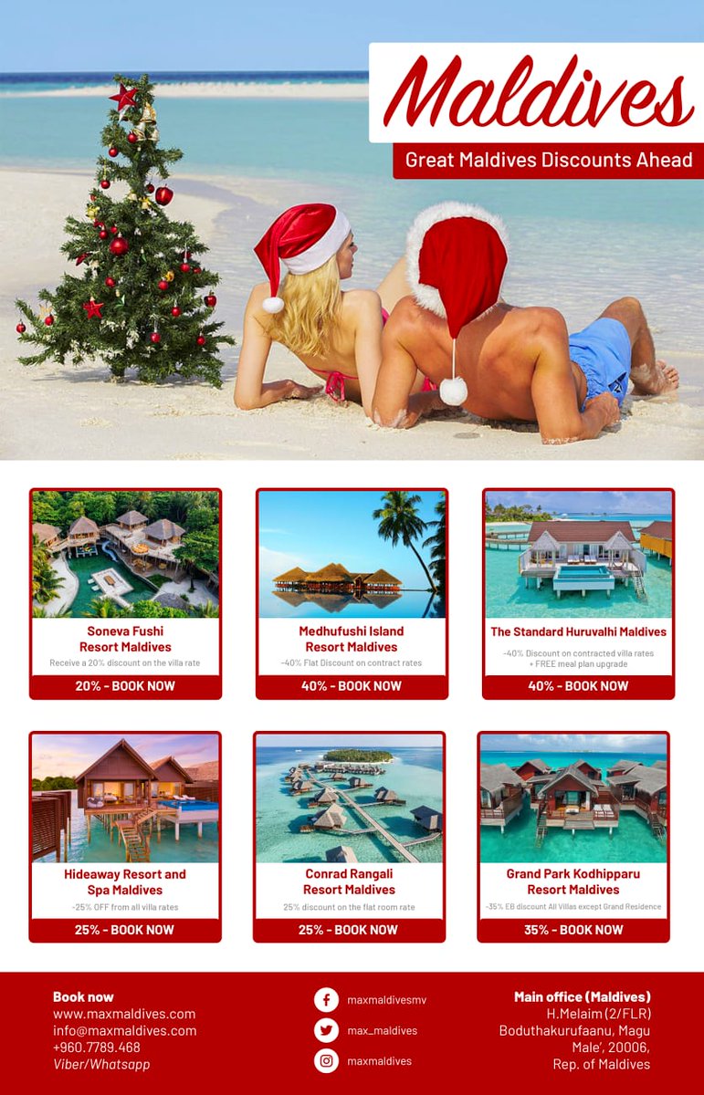 MAXMaldives (@max_maldives) on Twitter photo Great Maldives Discounts Ahead
maxmaldives.com <a href="/MAX_maldives/">MAXMaldives</a> #MAXMaldives info@MaxMaldives.com
@Maldives #Tripadvisor #Maldives #maldivesresorts #maldivesislands #maldiveshotels #maldivesbeach #maldivestrip #MV #Honeymoon #Arrivals #WTTC #Tourism #Facilities #skydiving Great Maldives Discounts Ahead
maxmaldives.com <a href="/MAX_maldives/">MAXMaldives</a> #MAXMaldives info@MaxMaldives.com
@Maldives #Tripadvisor #Maldives #maldivesresorts #maldivesislands #maldiveshotels #maldivesbeach #maldivestrip #MV #Honeymoon #Arrivals #WTTC #Tourism #Facilities #skydiving