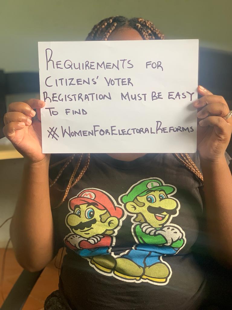 Requirements for citizens' voter registration must be easy to find!!! <a href="/edmnangagwa/">President of Zimbabwe</a> <a href="/nickmangwana/">Nick Mangwana</a> <a href="/ParliamentZim/">Parliament of Zimbabwe</a> <a href="/ZECzim/">Zimbabwe Electoral Commission</a> <a href="/ZESN1/">ZESN</a> <a href="/ercafrica/">ERC Africa</a> @SAPST <a href="/ndiafrica/">NDI Africa Team</a> <a href="/tsunga_arnold/">ARNOLD TSUNGA</a> <a href="/MinofWomenZim/">Ministry of Women Affairs Zimbabwe</a> <a href="/MoJLPA/">Ministry of Justice, Legal & Parliamentary Affairs</a> 
#womenforelectoralreforms