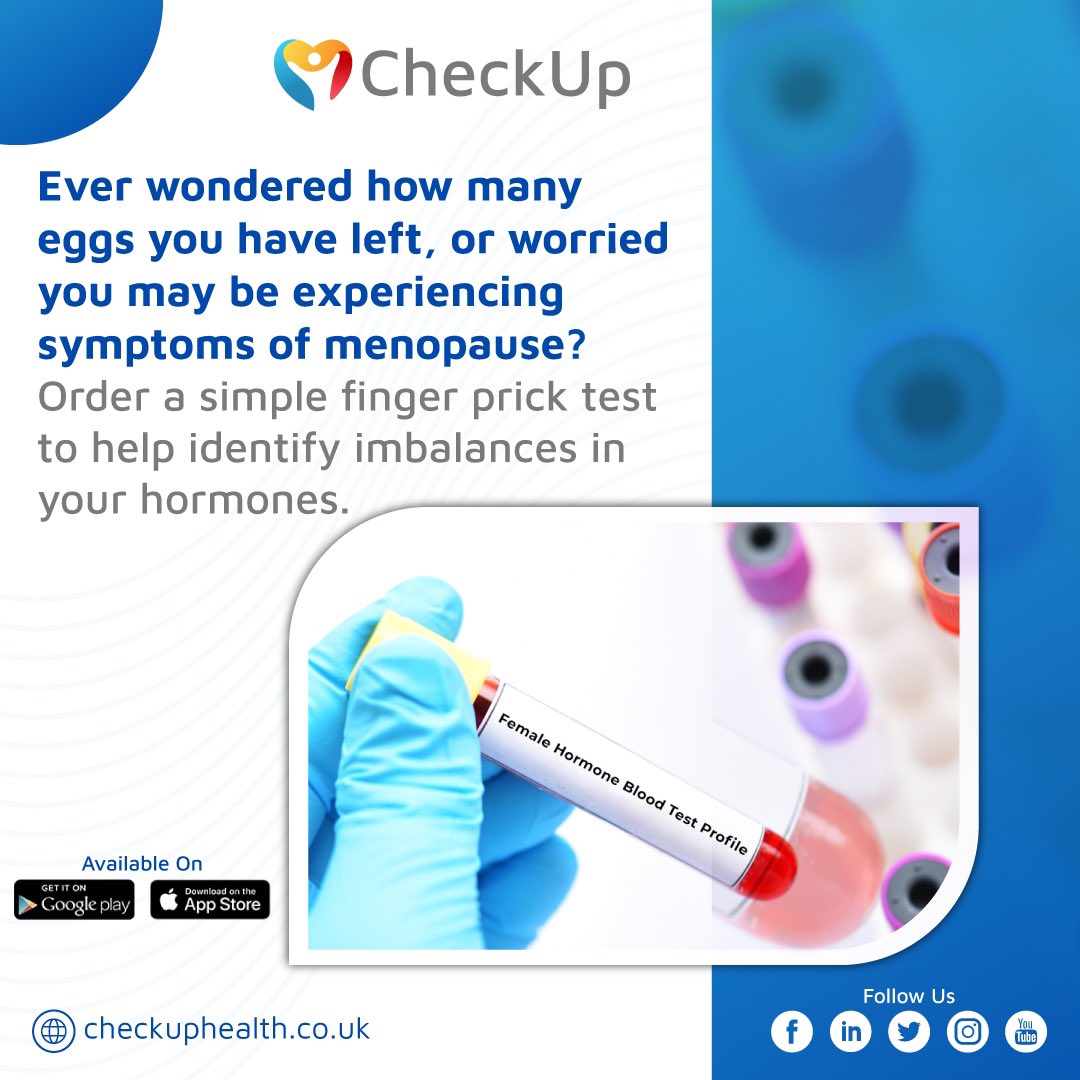 CheckUp_App's tweet photo. Our comprehensive hormone check for women examines whether a #hormoneimbalance is affecting your fertility, mood, menstrual cycle and more.

This #hormonescreening can tell you if your hormones are normal for your age or whether an imbalance could be affecting your wellbeing. https://t.co/RLHsGQXjzo
