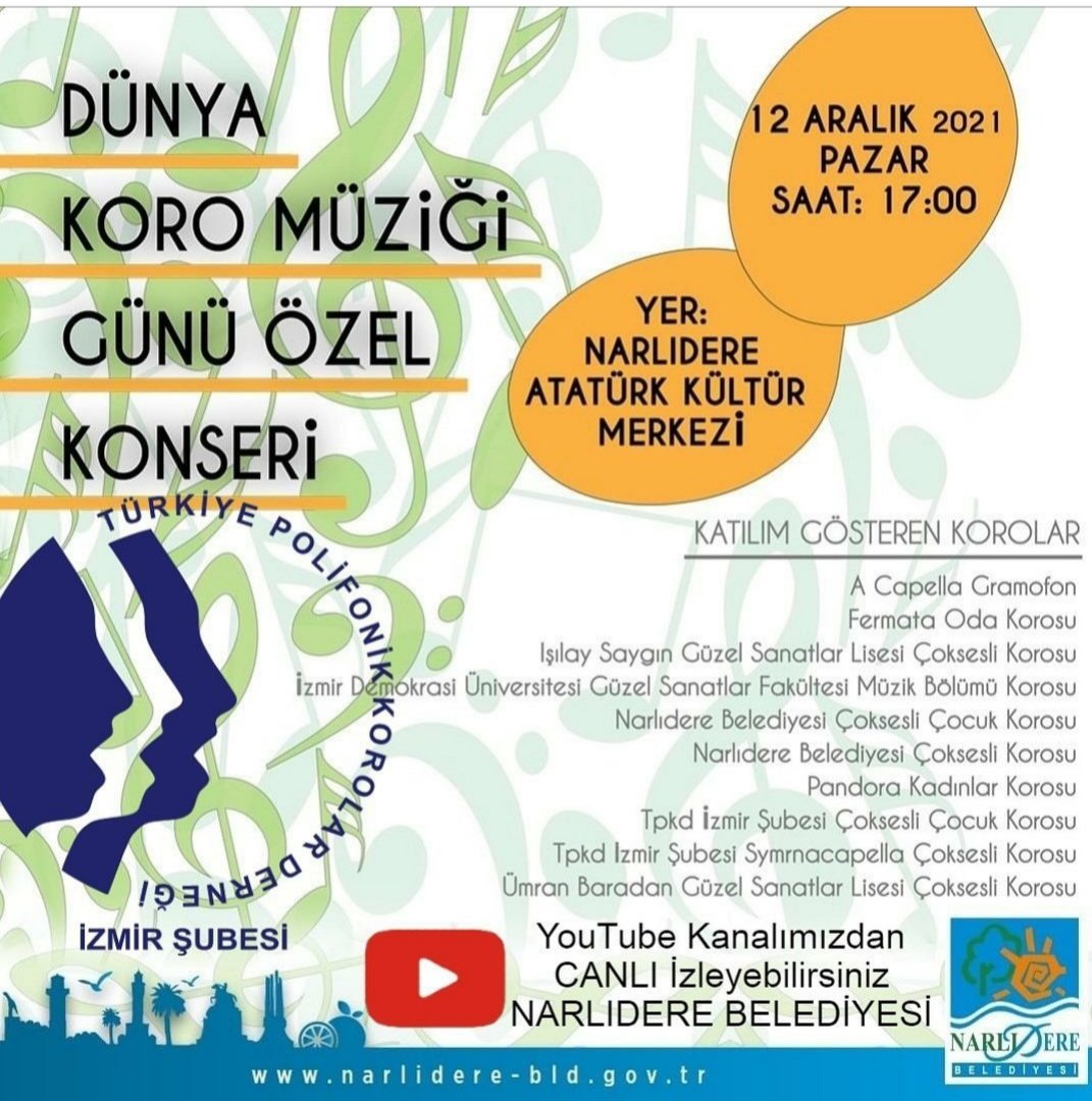 AGramofon's tweet photo. @KorolarSenligi  ve @narliderebel 'in desteğiyle 12 Aralık 2021'de Narlıdere AKM'de gerçekleştireceğimiz Dünya Koro Müziği Günü Özel Konserimizi YouTube Canlı yayını üzerinden izleyebilirsiniz 🎶 https://t.co/BrsxNw8gE6