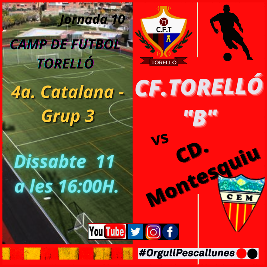 cftorello's tweet photo. Dissabte dos interessants Derbis, #2Cat6 vs @UEGurb1973 a #Gurb i #4Cat3 vs @cemontesquiu a #Torelló #SomhiEquips #OrgullPescallunes🔴⚫️ @settorello @radioonatorello @LaPreviaOsona @el9nou @Gol_Cat #BonDia https://t.co/xBTfLX8GGJ
