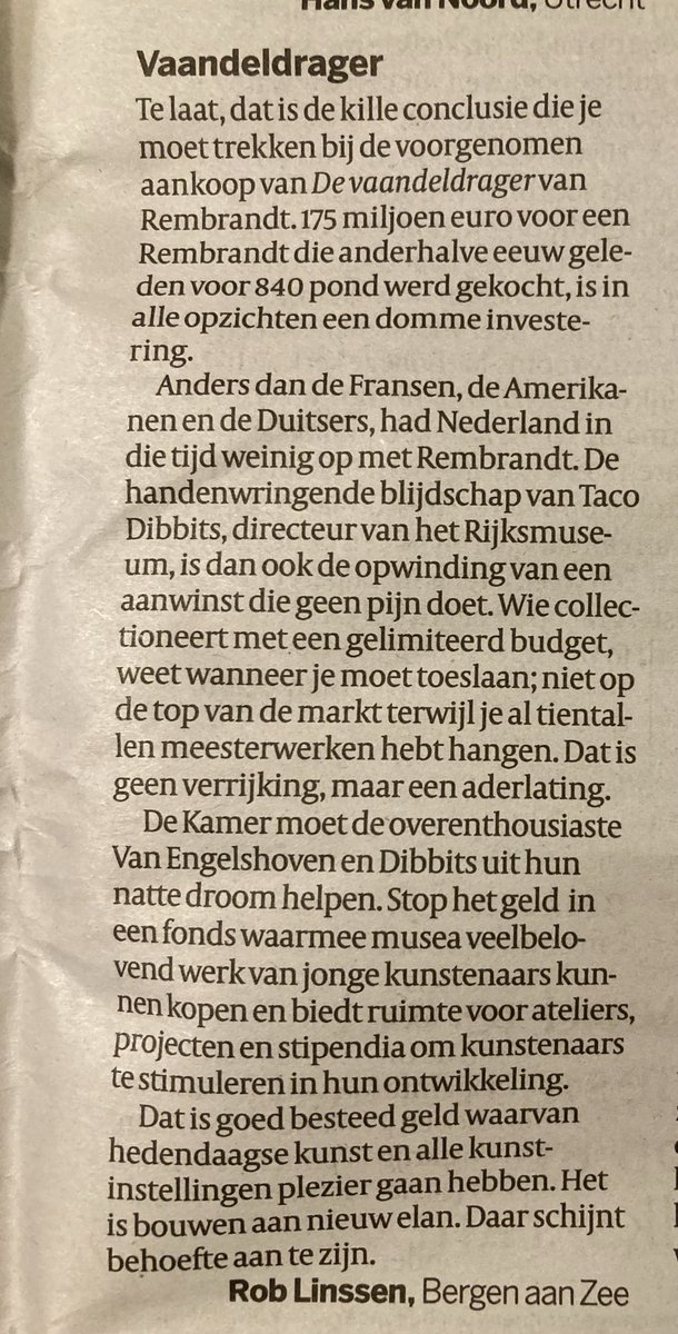 wietekevanzeil's tweet photo. Goed punt van lezer Rob Linssen: weet wanneer je moet toeslaan. Het waren de Amerikaanse verzamelaars die begin 20ste eeuw de vrouwelijke impressionisten aankochten. Nu worden de vroegere vrouwelijke kunstenaars van de markt geplukt. Wees visionair musea, niet canonbevestigend. https://t.co/DYikISSs7Z