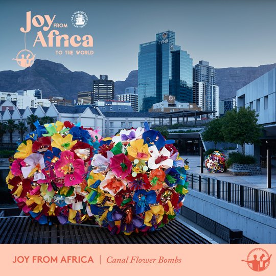 VandAWaterfront's tweet photo. Visit us this weekend to see festive flower bombs by @ourworkshopct made from recycled plastic. They also have plastic baskets hanging in our FREE-ENTRY #100BeautifulBaskets exhibition above H&amp;M

 #JoyFromAfrica https://t.co/dmTpF1gUwy