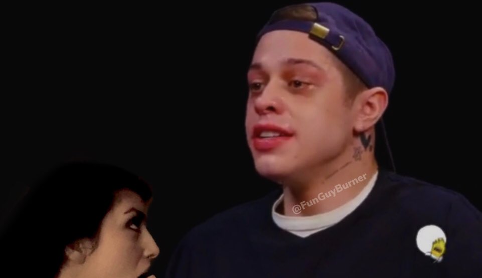 FunGuyBurner's tweet image. Pete Davidson watching the Kanye and Drake concert at home like 😭🤣😭🤣