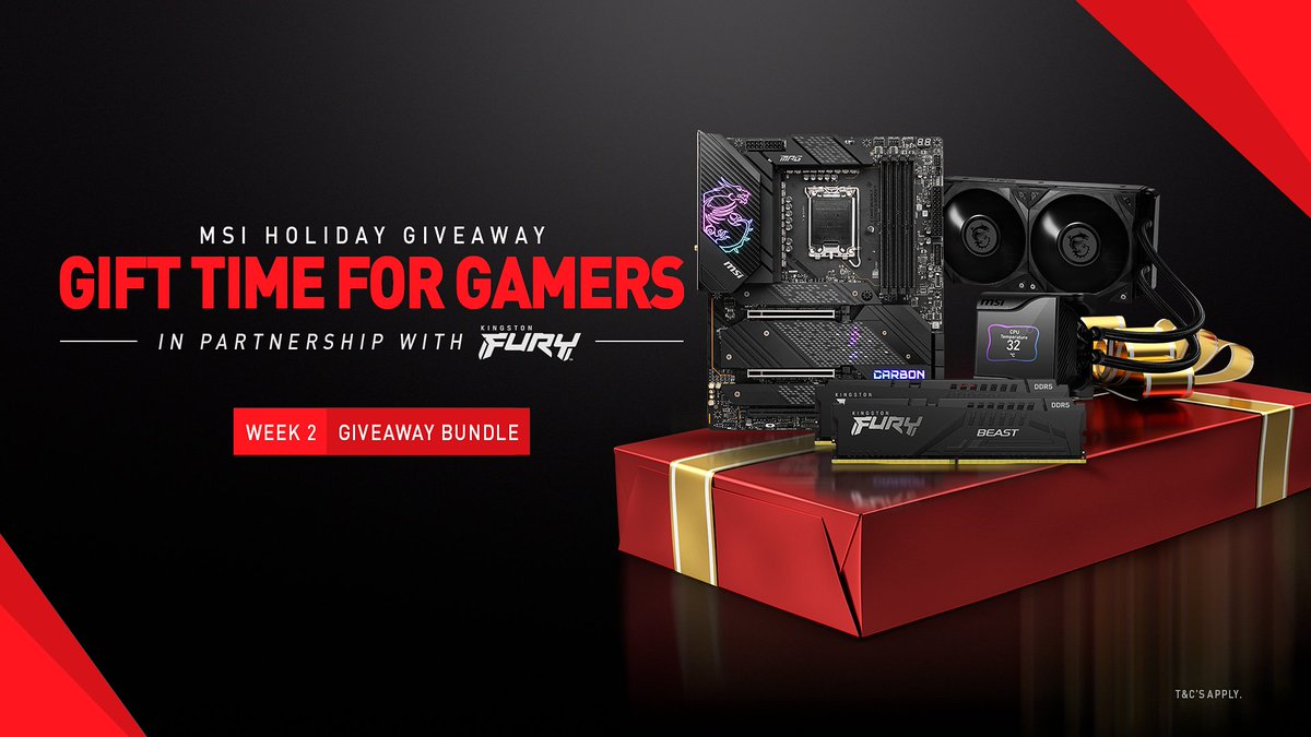 AustraliaMSI's tweet photo. ✅ MSI Z690 CARBON WIFI Motherboard
✅ Kingston FURY Beast DDR5 32GB Kit
✅ MSI CORELIQUID S280mm Liquid Cooler

Want the chance to 𝗪𝗜𝗡 $1600+ worth of PC hardware from #MSI and @kingstontech? Join Week 2 of our Holiday Giveaway for Gamers: https://t.co/U8jlRQmwUD 🎄🎁 https://t.co/zQM5vz3r6k