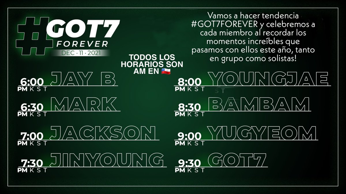 ChileAhgase's tweet image. 🚨 Quedan 24 horas 🚨

¿Están listxs?

@jaybnow_hr @marktuan @JacksonWang852 #Jinyoung @GOTYJ_Ars_Vita @BamBam1A @yugyeom
#GOT7 #갓세븐 @GOT7Official