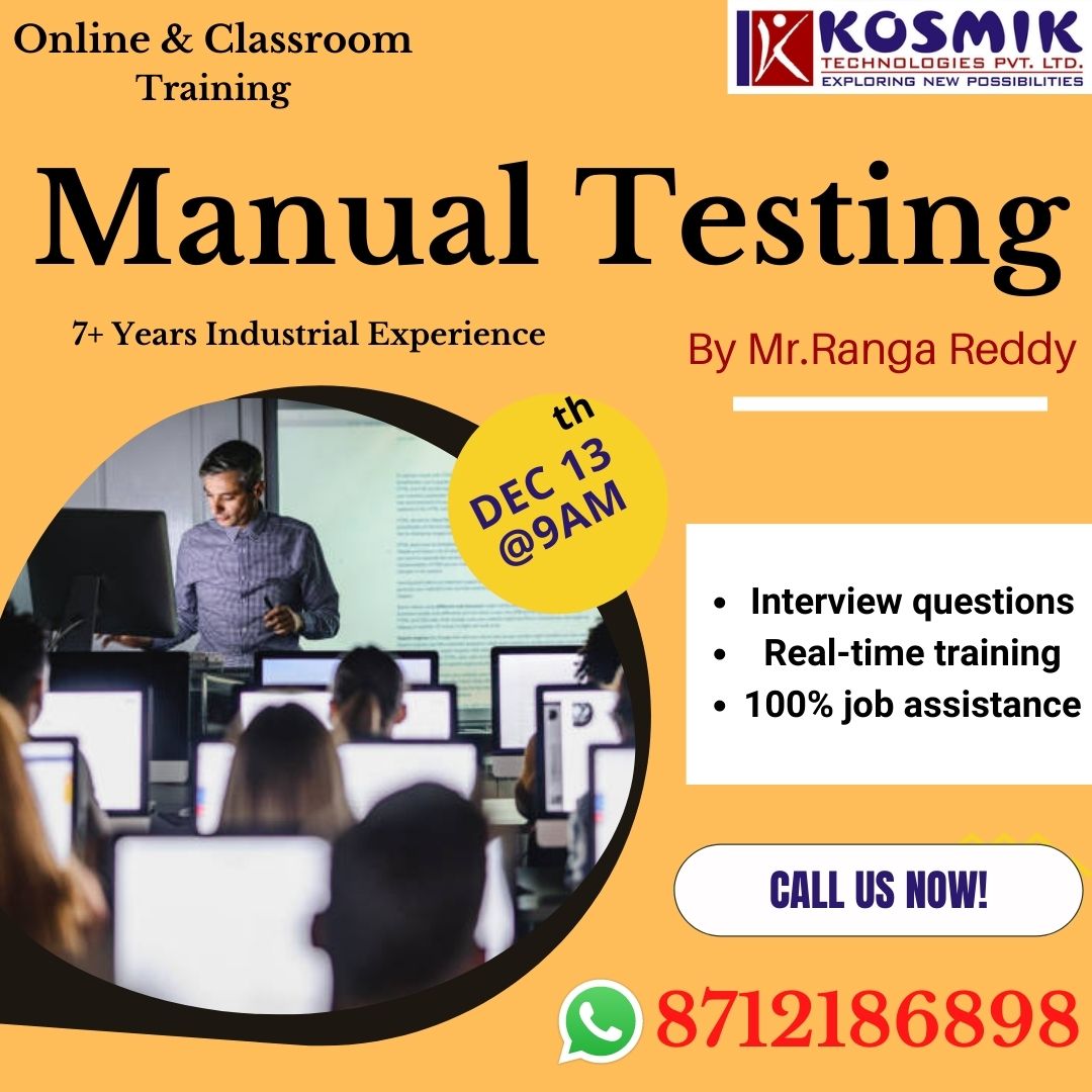 Kosmikteck's tweet image. Manual Testing Training in Hyderabad
Register For Free Demo
bit.ly/2KKDgEO
Call NO:8712186898
#manualtestingonlinetraining #Bestmanualtestingonlinetraining
#manualtestingINKPHB #manualtesting #manualtestinginhyderabad
#manualtestingonlinetraininginkukataplly
