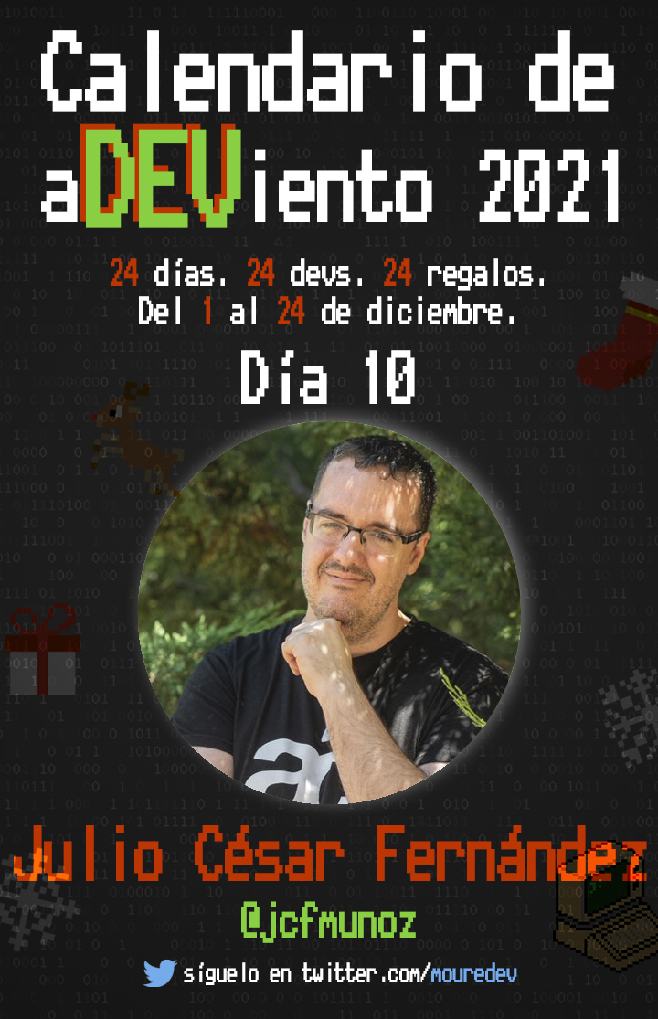 📢 Bienvenid@s al "calendario de aDEViento" 2021!

🗓 Día 10: Julio César es evangelista de desarrollo Apple, fundador de Apple Coding y colaborador en Applesfera.

🎁 Nos regala 3 copias de su libro "Aprendiendo Swift"
 
🎟 Participa haciendo RT 🔁 y siguiéndolo ✅ <a href="/jcfmunoz/">Julio César Fernández </a>
