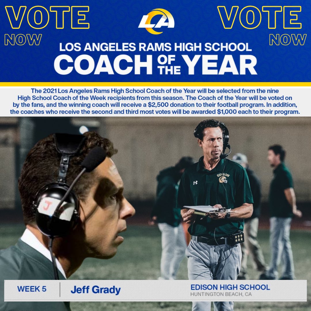 Vote Jeff Grady for <a href="/RamsNFL/">Los Angeles Rams</a>  Coach of the Year! 

therams.com/community/coac…