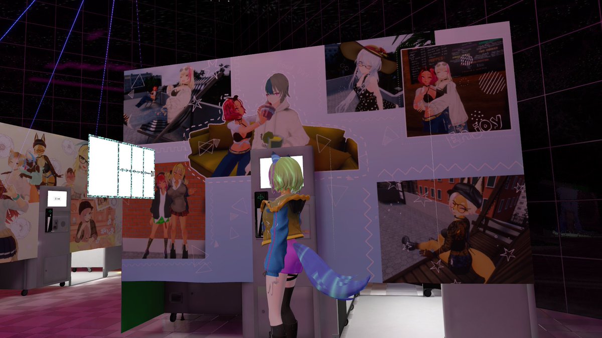 x_xiutx_x's tweet image. 噂のプリクラ専門店に行ってきました！
①店名は「RUMOR」！ウワサに聞いた通りの場所！
②すごい！まんまプリクラだ！
③ブース前でフレームを選んで......
④いざ撮影！結構時間タイトだから気を付けて！

#VRChat_world紹介 
#VR_RUMOR