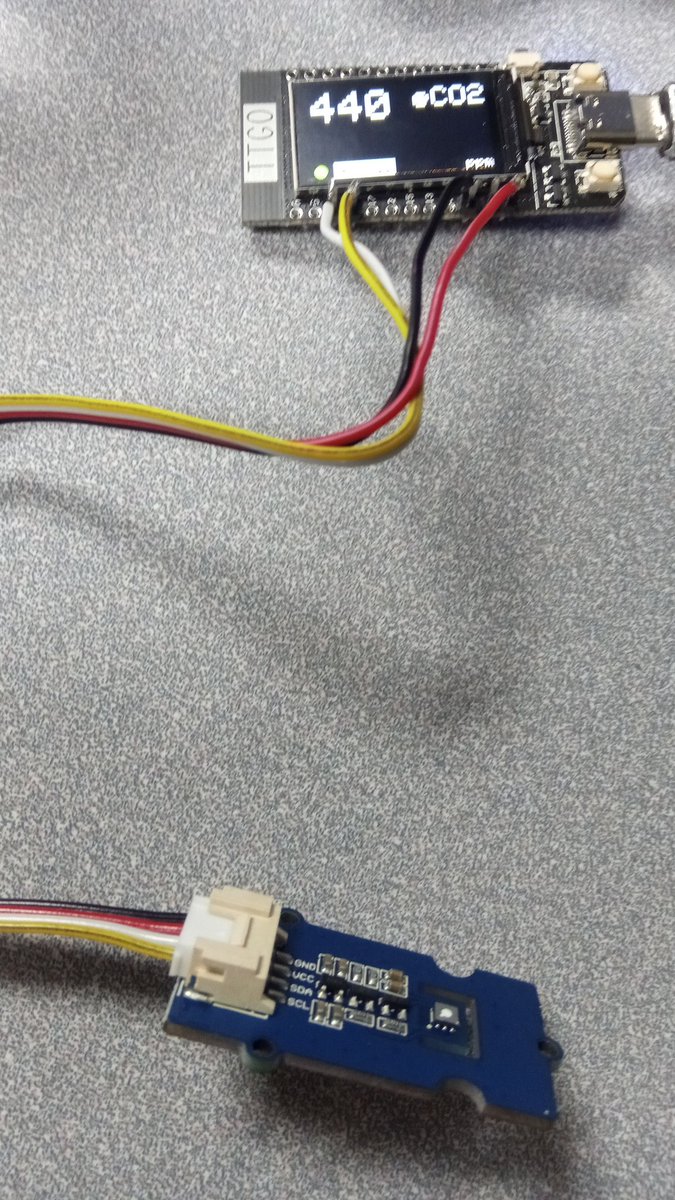 TTGO T-Display + SGP30 CO2 sensor thanks to @bastienwirtz github