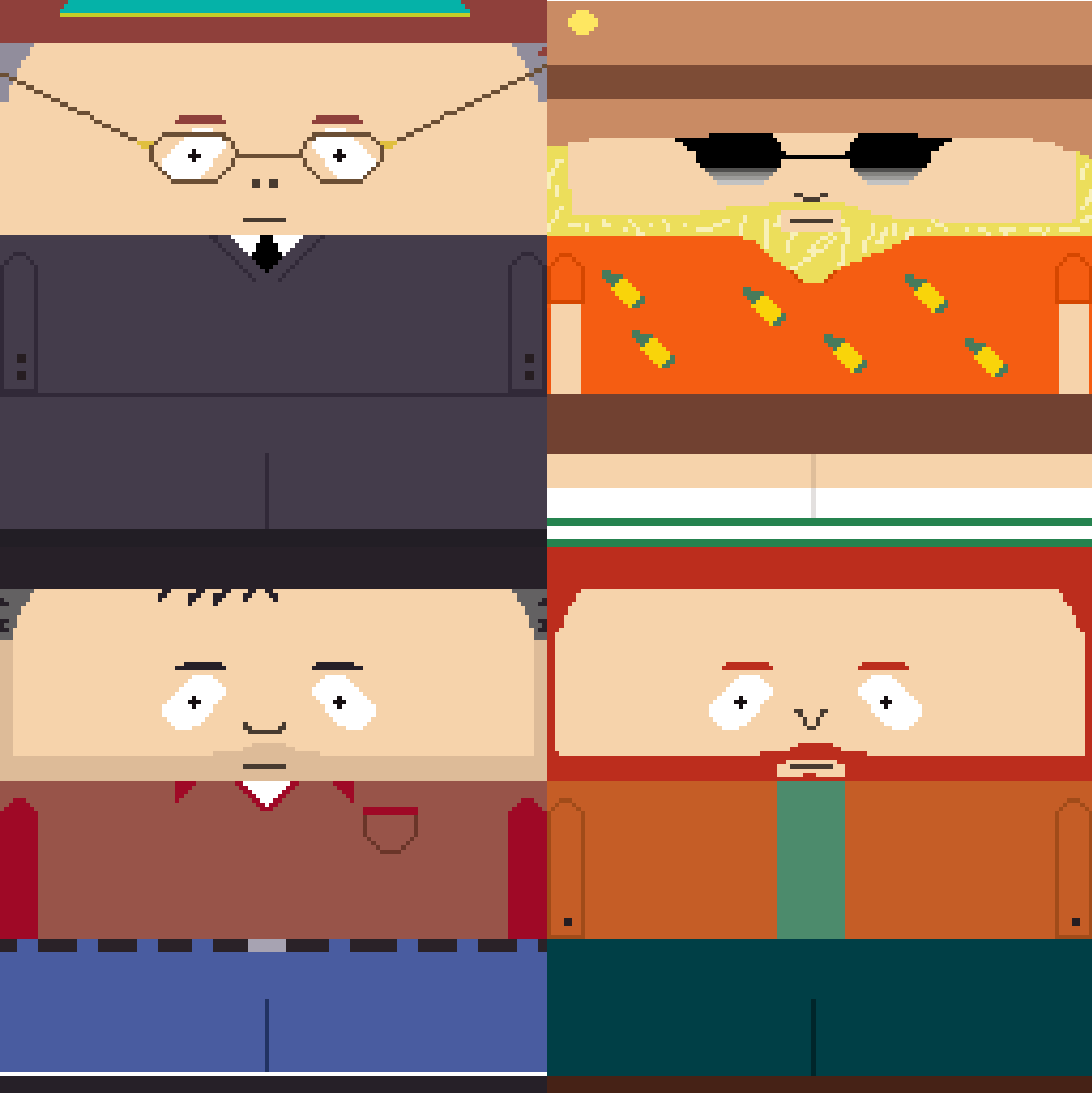 south_pixel's tweet photo. And it has begun, The Post Covid Batch is now in progress, and in a slightly different style, starting with Cartman, Kyle, Stan and Kenny https://t.co/qVyjvQbSlR