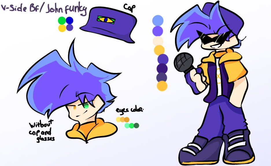 VSideRemixes's tweet photo. THE OFFICIAL JOHN FUNKDAY REF IS HERE! Let's see how you guys draw him!
art by @PeanzSmool #FNFVSide https://t.co/Egup37ofF8