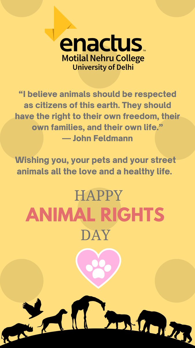 EnactusMLNC's tweet photo. HAPPY ANIMAL RIGHTS DAY! 
#animalrightsday #enactus #WeAllWin #animals #pets #celebrate  #enactusindia #protect https://t.co/O71YUriLUA