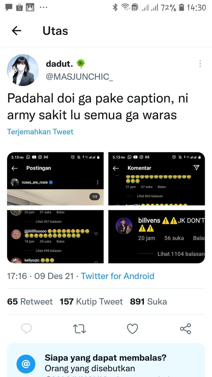 uarmaihop's tweet photo. sakit lo semua, ga waras. idol sendiri kok dihate @MASJUNCHIC_

nyamar mulu kerjaan fandom lo, dasar jobless https://t.co/Z23GdGxKTN