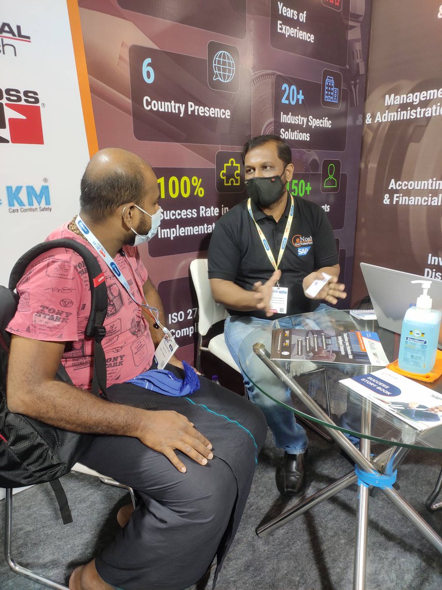 enoahisolution's tweet photo. Day 2 at #ACMEE 2021 Machine Tools Expo, showcasing how #SAPBusinessOne helps #SME &amp; #MSME with #smartmanufacturing 

#ACMEE2021 #Chennai #eNoah #ManufacturingERP #ERP https://t.co/ARHOez4vc3