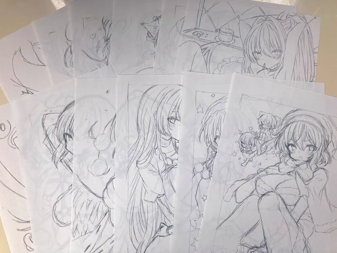 今日の23時頃ラフ画+ミニ色紙BOOTHにて出品します〜!アダルト4枚ありです🙆‍♀️ 