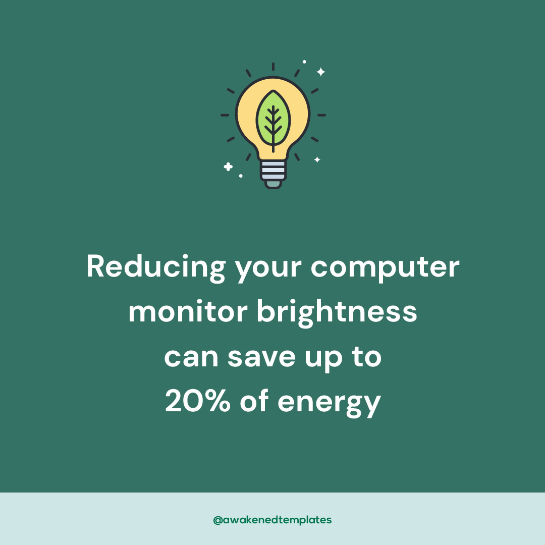 Did you know that reducing your computer monitor brightness from 100% to 70% can save up to 20% of the energy the monitor uses?💚

#greentipsforeverydaylife #ecofriendlyoffice #energyconservation #saveenergy #ecofriendlyworkplace