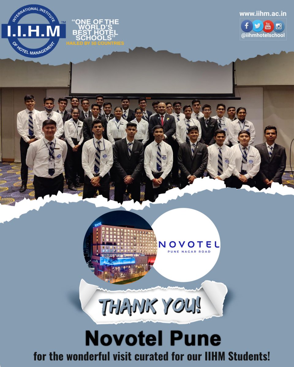 yogeshmane27's tweet photo. Thank you Novotel Pune for your #hospitality. Our students have taken valuable learning from the Hotel visit. 
Batch 2021-24 during their hotel visit. 
IIHM Pune 

 #iihmbest3years #iihmhotelschools #HospitalityEducation  #HotelPlusManagement #hotelindustrylife
#iihmpune https://t.co/ADXJxNGBGJ