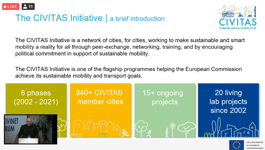 CIVITAS_EU's tweet photo. It's on! 📺 CIVITAS' own @fred_dotter introducing the CIVITAS Initiative at the @CivinetCYEL Forum. 👇👇

Tune in on the livestream now 👉 https://t.co/fgB8Rl0b7f

#mobility #community #projects #cities #transport #sustainability #accessibility https://t.co/fY3tjyF3Vn