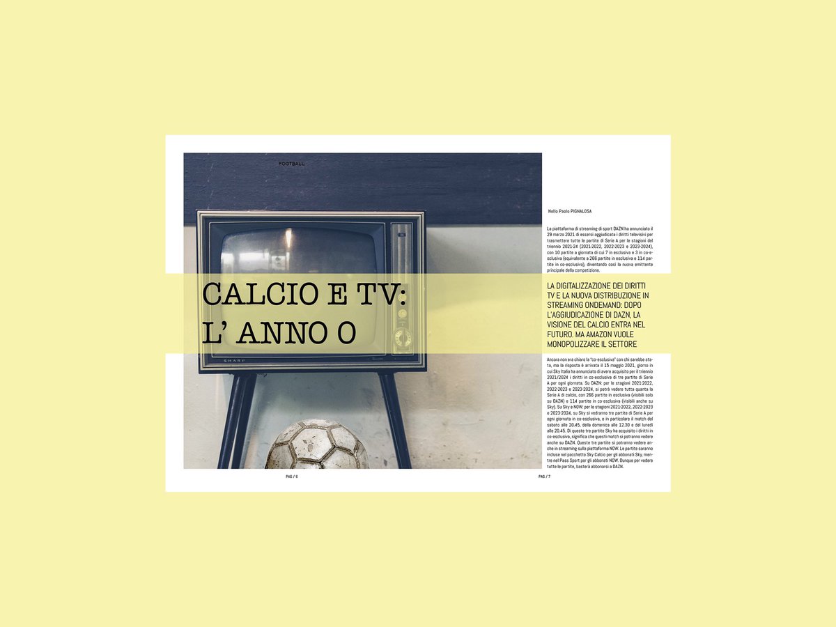 RedazioneFM's tweet photo. E' uscito il sesto numero di #football
In questo numero:
Calcio e TV, l'anno 0
Il nostro calcio è sempre più a stelle e strisce
#Siviglia, rivalità andaluse
The #Italianjob
Intervista a #MassimoRoj
#football #rivistafootball #magazine #cover
https://t.co/VzGmKc5xgx https://t.co/jaV3rRMfNt