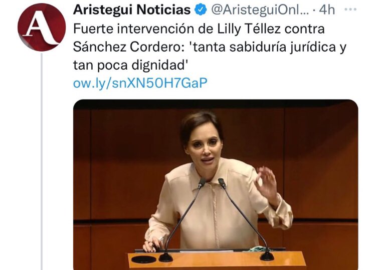 ⁦@AristeguiOnline⁩ le da “oxígeno” a una de las intervenciones más grotescas de ⁦@LillyTellez⁩ en el senado. No cabe duda la empleada de Reforma y CNN tiene claro su papel...