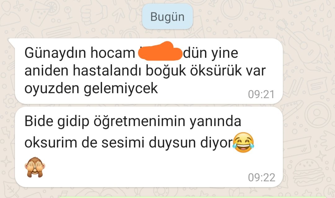 Tabi canım öğretmenin ağzına da tükürün 🙈😂