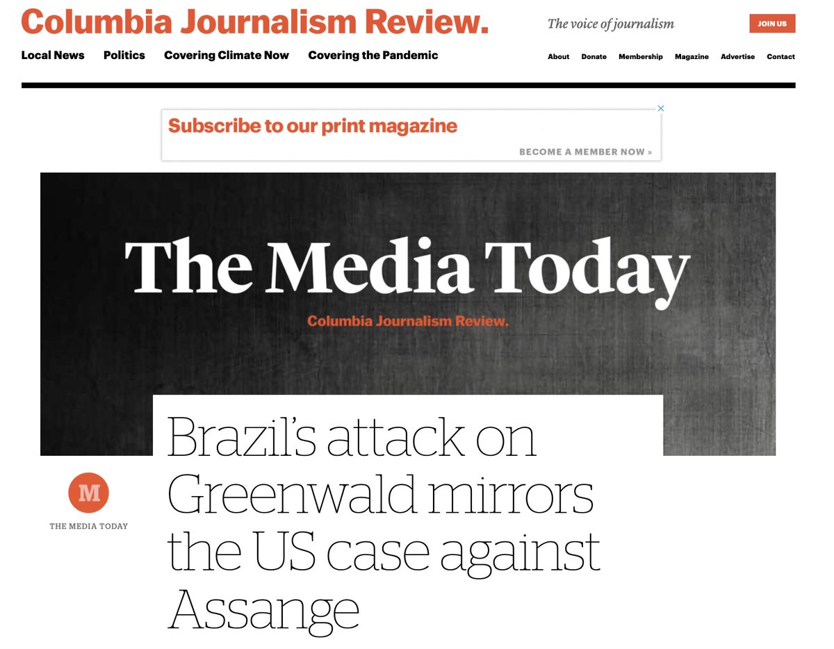 In a 2019  @washingtonpost op-ed I wrote once the Assange indictment was unveiled, I warned: "it criminalizes the defining attributes of investigative journalism." Eight months later, Brazilian prosecutors copied that theory to unsuccessfully try to prosecute me for my reporting.