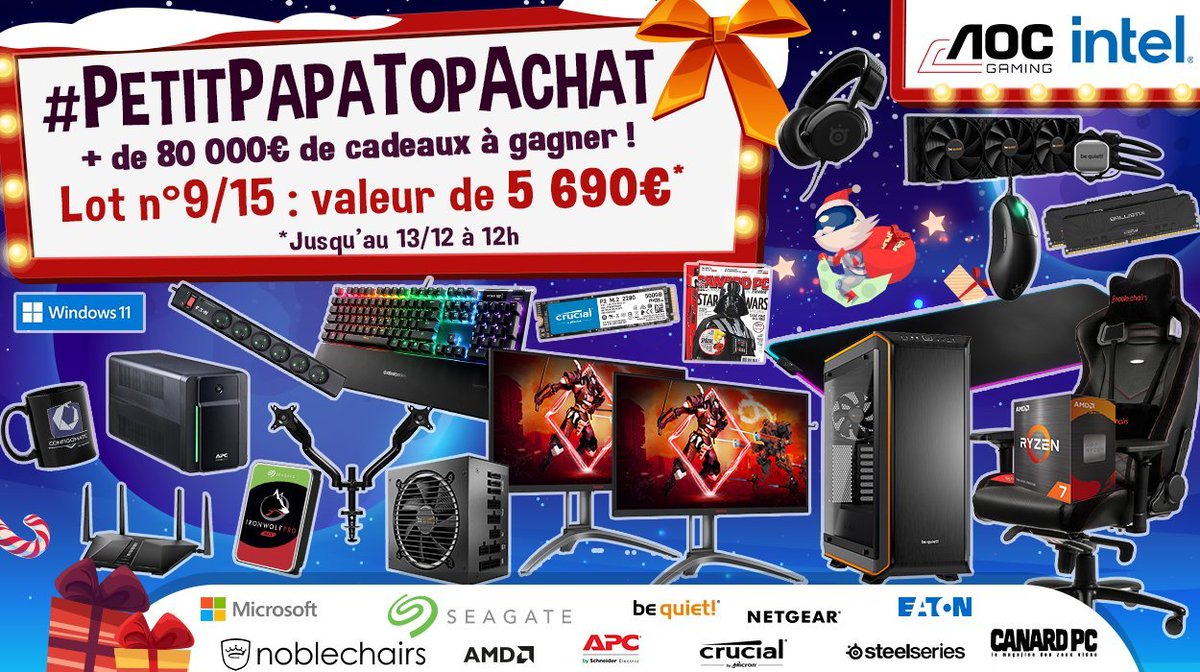 TopAchat's tweet image. Concours 🎁 #PetitPapaTopAchat 🎄

Le #Lot9 est dispo !
5690 € de matos à gagner !