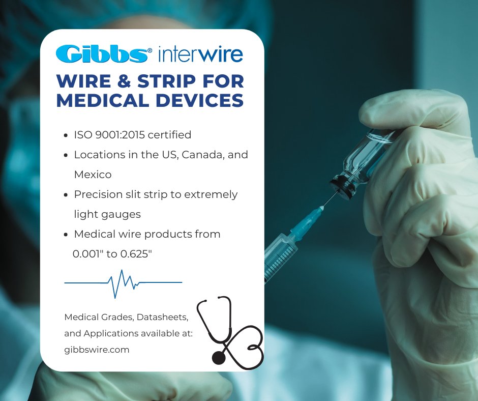 GibbsMetals's tweet photo. Gibbs provides #strip and #wire products for medical device manufacturers, precision stampers and medical contract manufacturers around the globe.   

#manufacturing #medical

https://t.co/XHauF9X1an https://t.co/IxeNIORrtw
