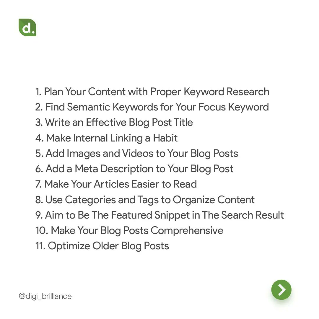 BrillianceDigi's tweet photo. 11 tips to optimize your blog posts for SEO like a pro.
.
.
.
#digitalmarketing #marketing #socialmediamarketing #socialmedia #business #marketingdigital #branding #seo #instagram #advertising #onlinemarketing https://t.co/svJHJKYnAB