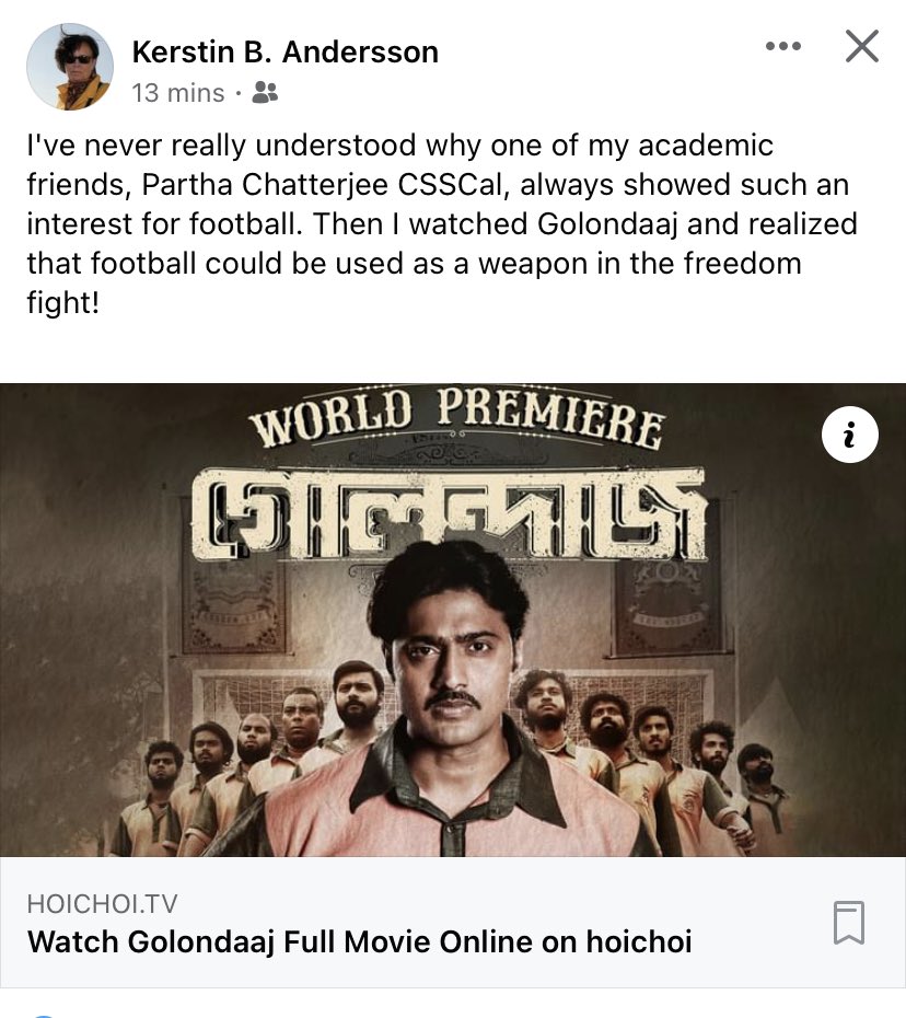 One of my Friends from Sweden who keeps a great interest about india watched #Golondaaj and she just loved it ! 

Proud of you @idevadhikari @SVFsocial @SVFCinemas @hoichoitv  @AnirbanSpeaketh