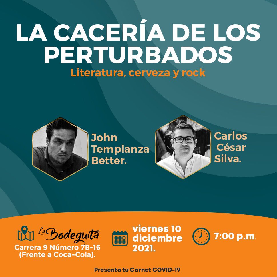 CCSILVA86's tweet photo. Amigos y amigas, la cita hoy es en @labodeguitamb: Literatura, cerveza y rock.

“La cacería de los perturbados”. https://t.co/ejRcJdkQSZ
