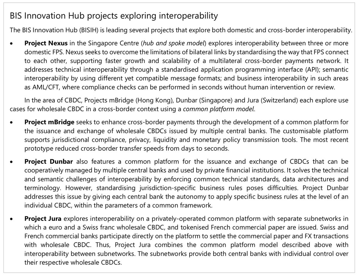 The #BISInnovationHub is exploring different dimensions of interoperability through its innovation projects. With our prototypes, we experiment with different ways to better connect payment systems, be they based on fast payments or on central bank digital currency #CBDC. 2/2