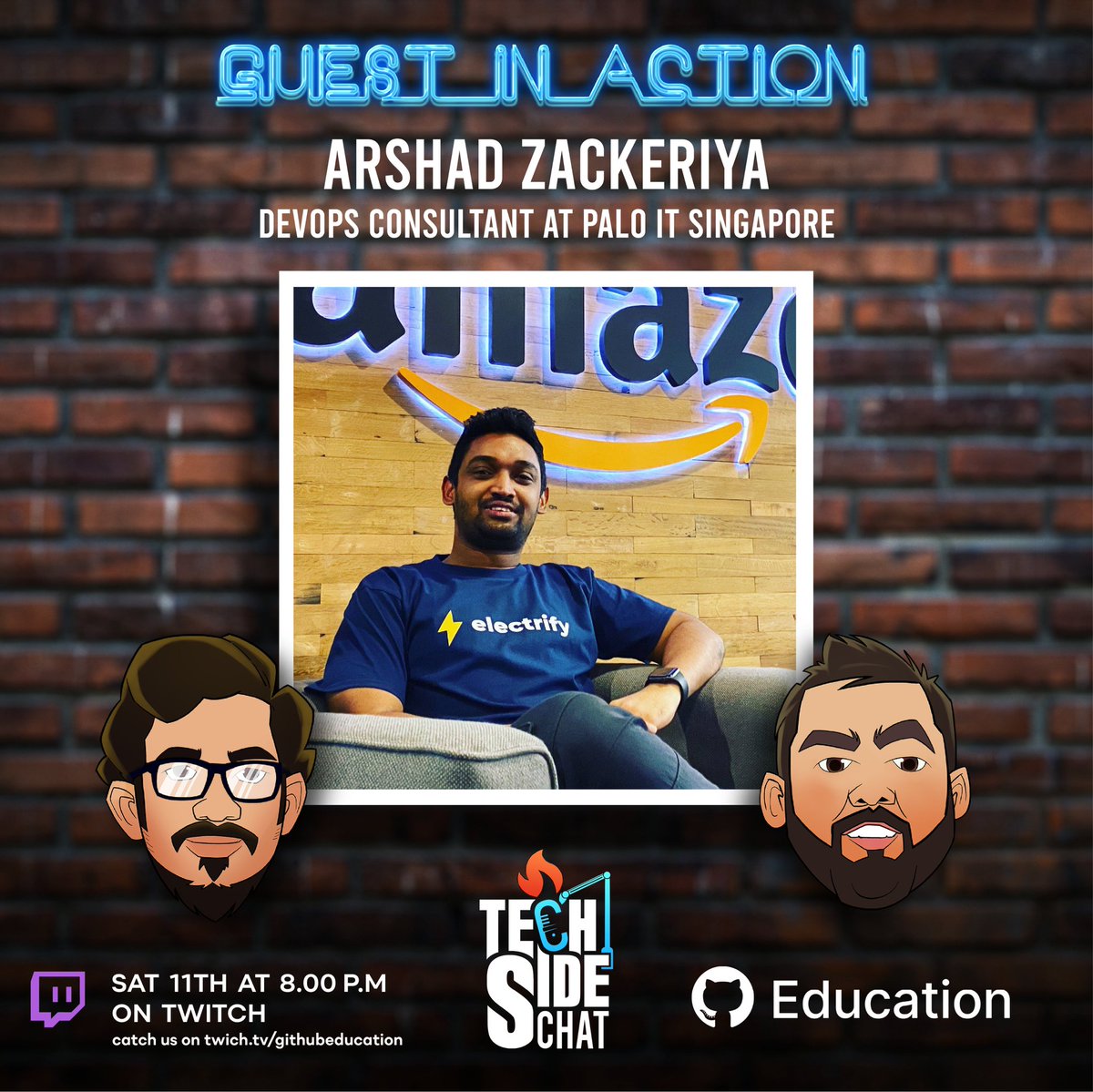 GitHubEducation's tweet photo. We are back with another show on #TechSideChat 🎬. Join us for a conversation with Arshad Zackeriya, DevOps Consultant at Palo IT Singapore who supports organizations to enabling DevOps and following best practices. 

📺 Join us on 11 Saturday at 8.00 pm (IST) for a TechSideChat. https://t.co/ik9e39ONpw