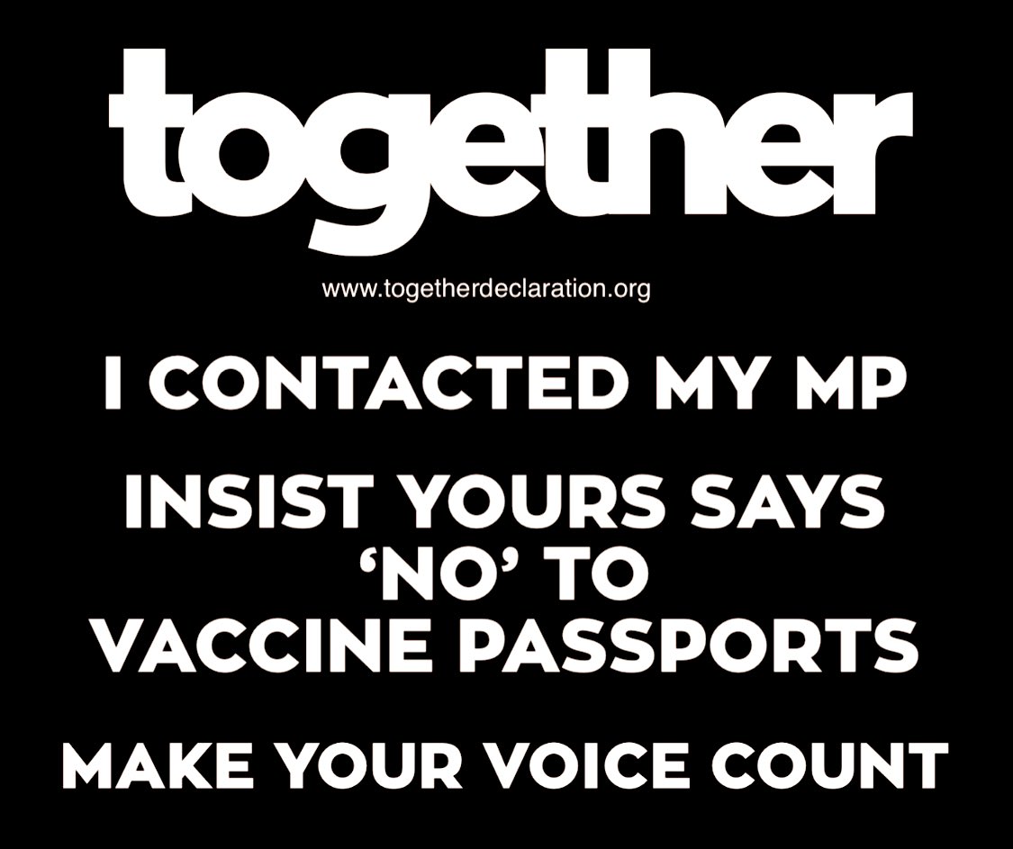 EssexPR's tweet image. If you are against Vaccine Passports,please let your MP know asap.
I hear of no support for them in my pubs or the streets.
They’ll soon change their tune when they realise they’ll lose their seat.
This is a pivotal week for our future
#NoVaccinePassports #OpenForAll @Togetherdec