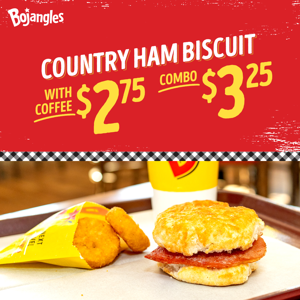 becajun's tweet photo. Start your day off right with a Country Ham Biscuit from Bojangles! ☀️ https://t.co/BeHeudLaSx