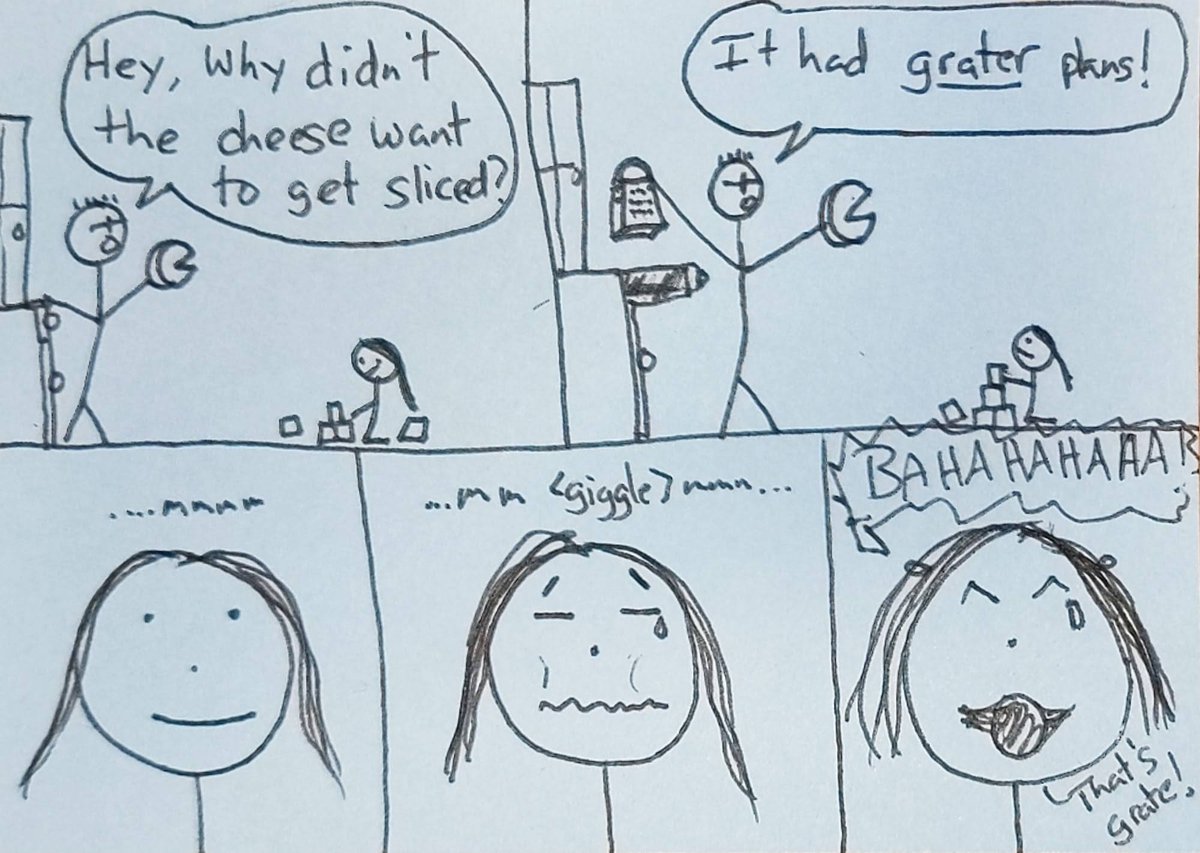 brianwashereart's tweet photo. you see dad jokes are really funny.  people just try not to laugh.  but, when they do, it's a lot of fun.  just remember, it's ok to laugh at dad jokes.  #cartoon #comic #cute #family #fun #funny #lunchbox #cheese #queso #dadjoke #kitchen https://t.co/2Y4VbMi4A4