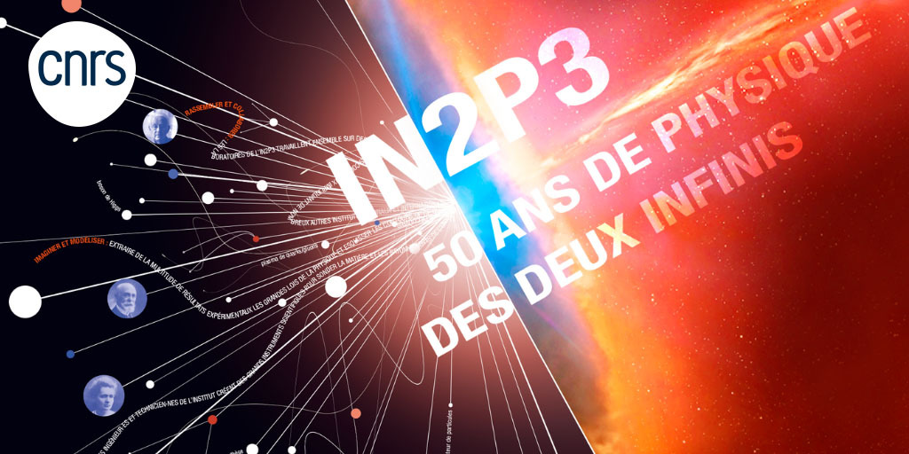 #Conference | The international symposium “From particles to the Universe” marks 50 years of physics at IN2P3. #50ansIN2P3

📅 Friday 10 December
⌚️2pm to 7pm CET
🔴Watch live on webcast.in2p3.fr/container/symp…
Scientific programme indico.in2p3.fr/event/24820/ti…
#CNRSInternational 🌍