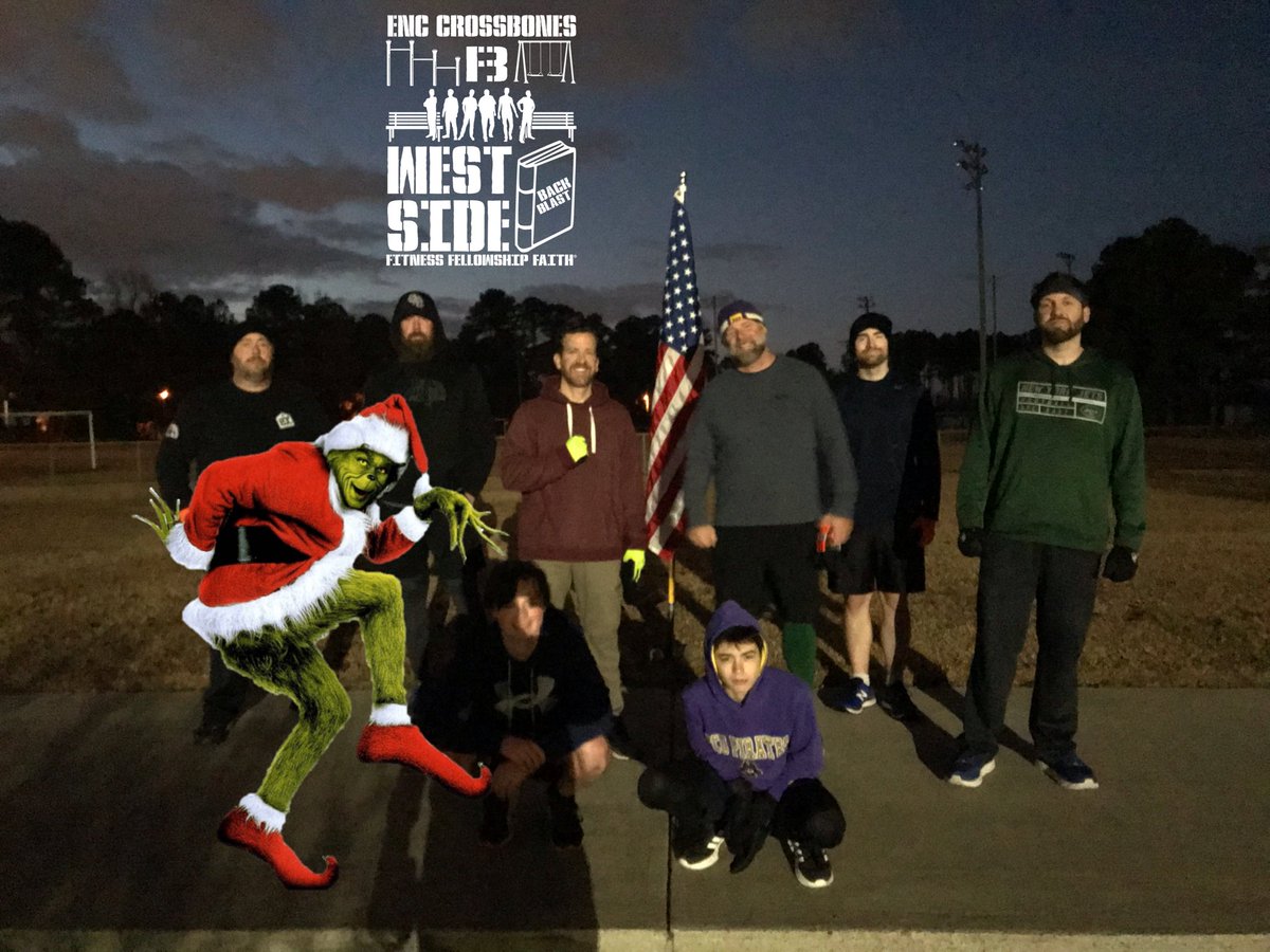 9 <a href="/F3ENC/">F3ENC Crossbones</a> men had a surprise visit from the grinch at #westsidestory! Thanks for the opportunity <a href="/F3Pulp/">Rob Barbee</a> !